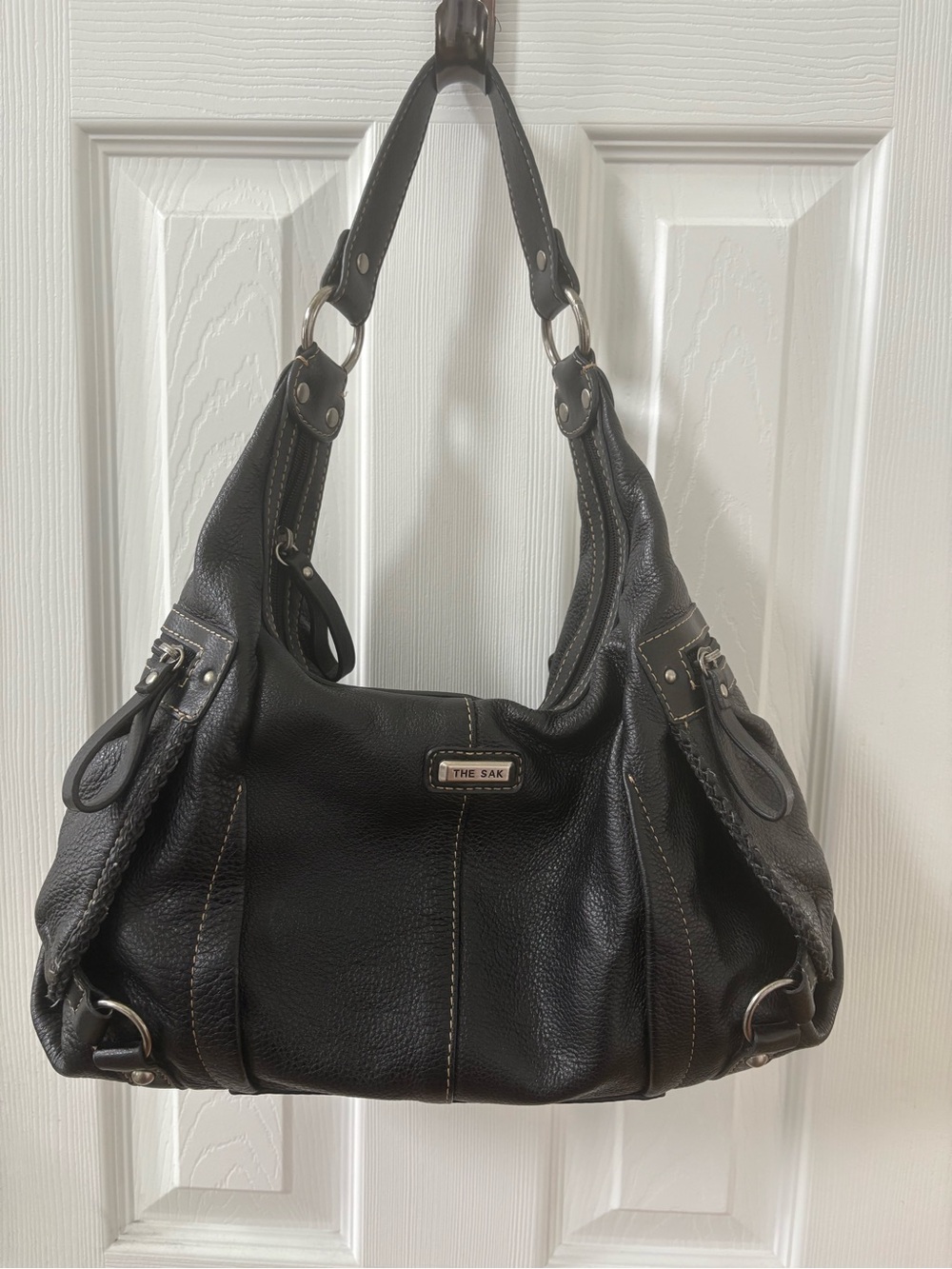 The Sak Black Pebbled Leather Shoulder Bag